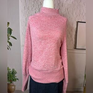 Anthropologie Heathered Pink Mock Neck Sweater small